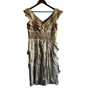 Women's London Times Champagne Ruffle Layered Cocktail Dress